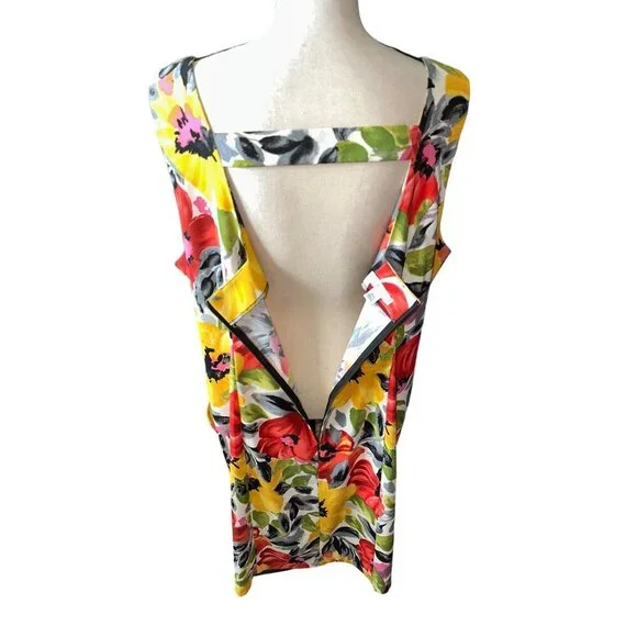Dressbarn Size 22w Floral Sleeveless Dress - Red, Yellow, Black - Picture 5 of 7